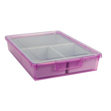 Bin, Tray, Tote, Purple, High Impact Polystyrene, 12.25 In W, 3 In H